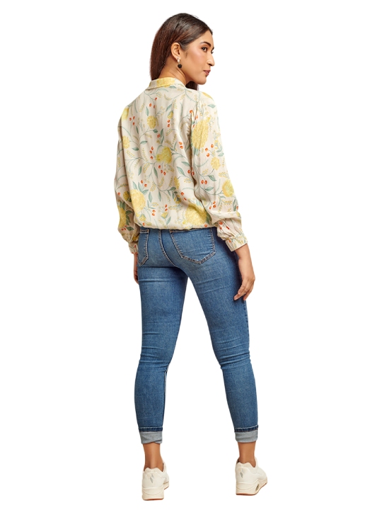 ivory printed bomber jacket