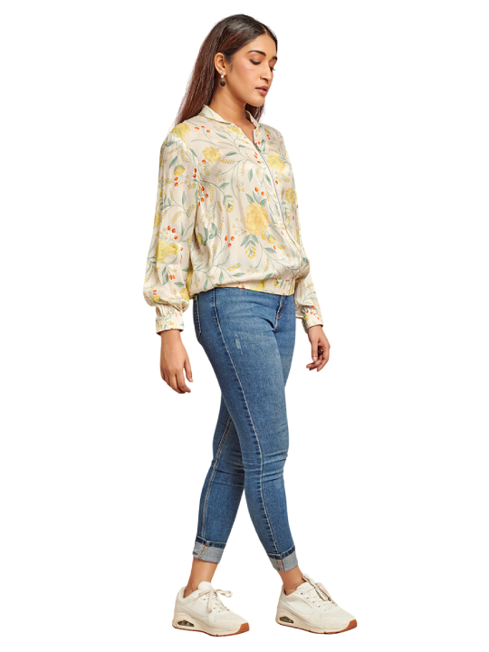 ivory printed bomber jacket