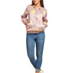 Mauve printed bomber jacket