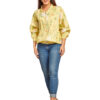 yellow printed bomber jacket