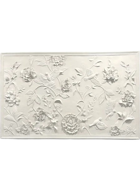 Floral and bird relief wall panel