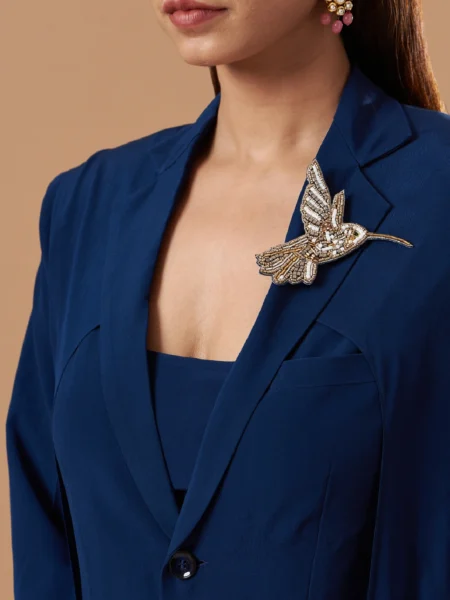 Flight of Grace Beaded Hummingbird Brooch